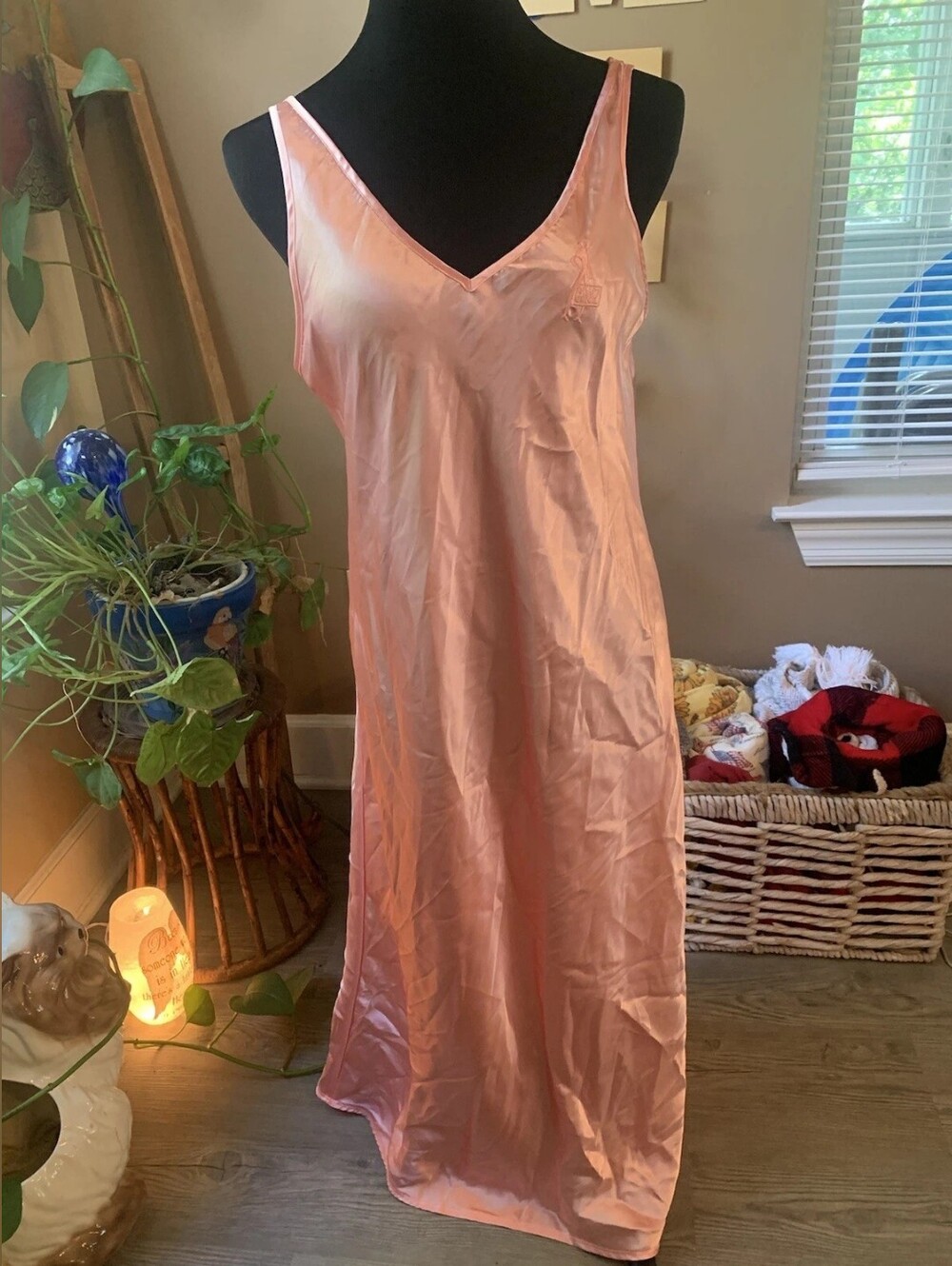 Silky Pink V-Neck Slip Dress